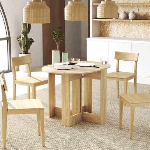 HOMCOM Mesa de Sala de Jantar Dobrável com 2 Laterais Mesa Auxiliar de Madeira para Cozinha Sala de Estar 104x76x73,7 cm Madeira