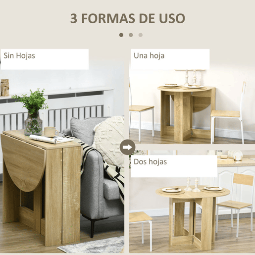 HOMCOM Mesa de Sala de Jantar Dobrável com 2 Laterais Mesa Auxiliar de Madeira para Cozinha Sala de Estar 104x76x73,7 cm Madeira