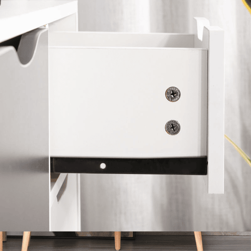 HOMCOM Aparador Móvel Auxiliar de Armazenamento com 2 Armários de Porta Gaveta Pés de Madeira para Sala de Estar Cozinha Dormitório 90x30x72 cm Cinza e Branco