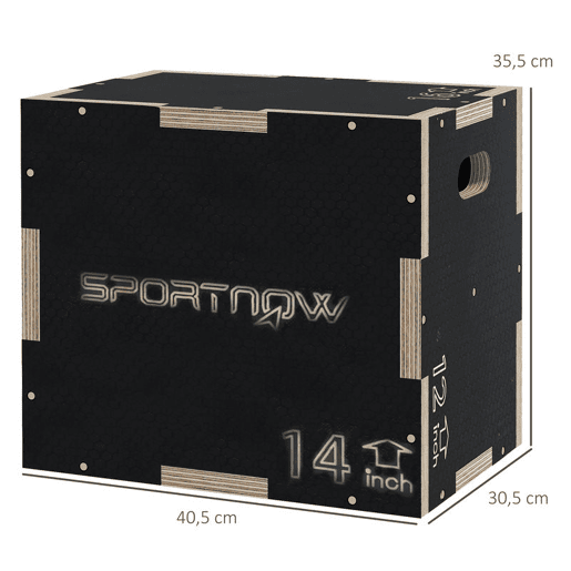 SPORTNOW Caixa Pliométrica com 3 Alturas Diferentes Caixa de Saltos para Treino de Força em Casa Escritório Ginásio CrossFit Carga 120 kg 40,5x35,5x30,5 cm Preto