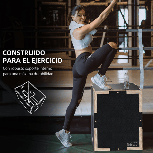 SPORTNOW Caixa Pliométrica com 3 Alturas Diferentes Caixa de Saltos para Treino de Força em Casa Escritório Ginásio CrossFit Carga 120 kg 40,5x35,5x30,5 cm Preto