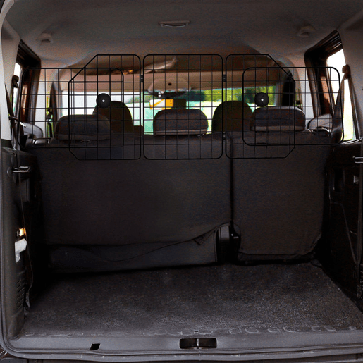 PawHut Barreira Protetora de Carro para Cães com Largura Ajustável Grade para Cães de Carro Dobrável de Aço 93-150x42 cm Preto