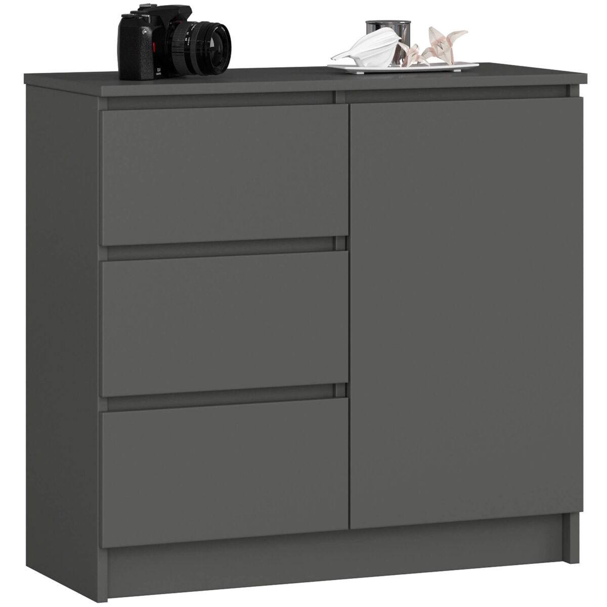 Cómoda JERRY AKORD 3 cajones 80 Gris Oscuro