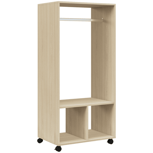 HOMCOM Roupeiro de Madeira Móvel Armário Roupeiro Aberto com Barra para Pendurar e Prateleiras Organizadoras para Dormitório 60x40x128 cm Madeira