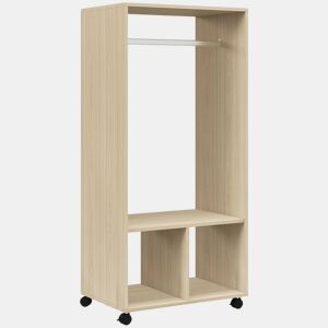 HOMCOM Roupeiro de Madeira Móvel Armário Roupeiro Aberto com Barra para Pendurar e Prateleiras Organizadoras para Dormitório 60x40x128 cm Madeira