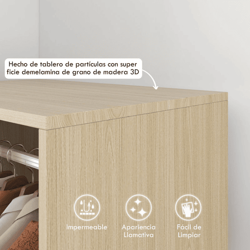 HOMCOM Roupeiro de Madeira Móvel Armário Roupeiro Aberto com Barra para Pendurar e Prateleiras Organizadoras para Dormitório 60x40x128 cm Madeira