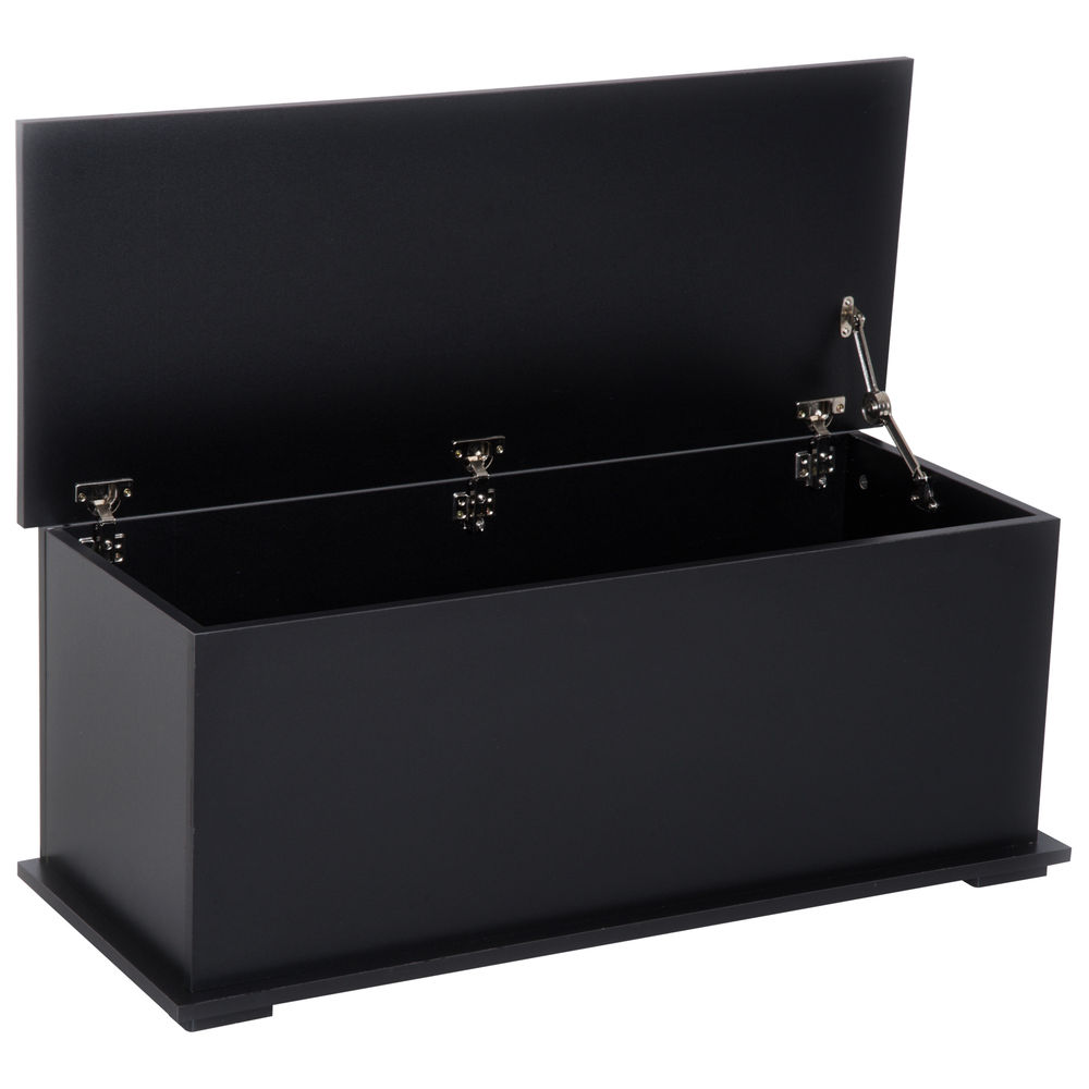 Homcom baúl de almacenaje, banco de almacenaje 100x40x40 cm, con bisagra de seguridad, estilo moderno, para pasillo, dormitorio, salón, negro