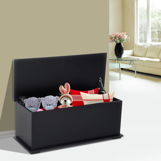 HOMCOM Baú de Arrumação, Banco de Armazenamento 100x40x40 cm, com Dobradiça de Segurança, Estilo Moderno, para Corredor, Quarto, Sala de Estar, Preto