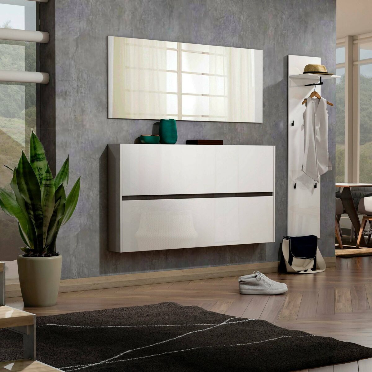 Sapateira com efeito madeira