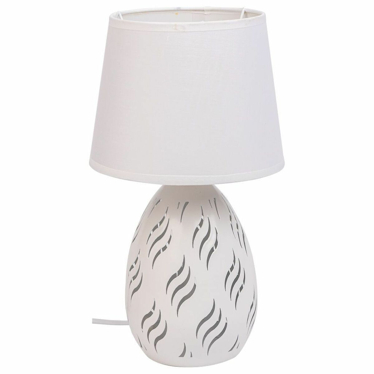Lámpara de mesa alexandra house living blanco metal tela 220-240 v 18 x 31 x 18 cm