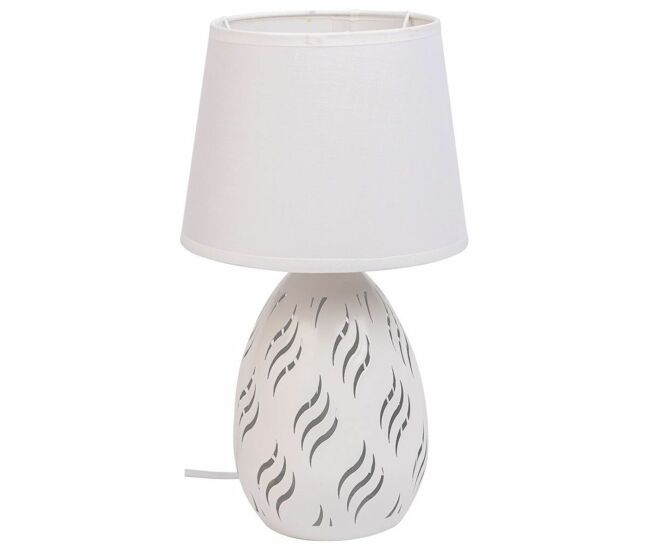 Lámpara de mesa alexandra house living blanco metal tela 220-240 v 18 x 31 x 18 cm