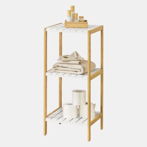Prateleira de bambu Balsfjord de 3 níveis 33 x 34 x 80 cm NaturalBranco en.casa