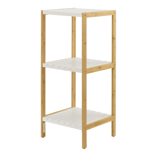 Prateleira de bambu Balsfjord de 3 níveis 33 x 34 x 80 cm NaturalBranco en.casa