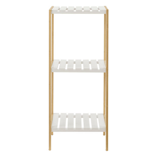 Prateleira de bambu Balsfjord de 3 níveis 33 x 34 x 80 cm NaturalBranco en.casa