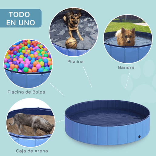 PawHut Banheira dobrável para cães piscina para animais de estimação PVC antiderrapante resistente ao desgaste Adequado para interior e exterior Ø140x30cm azul