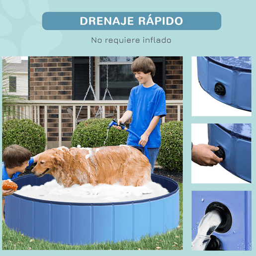 PawHut Banheira dobrável para cães piscina para animais de estimação PVC antiderrapante resistente ao desgaste Adequado para interior e exterior Ø140x30cm azul