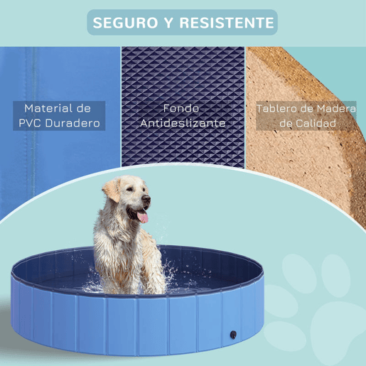 PawHut Banheira dobrável para cães piscina para animais de estimação PVC antiderrapante resistente ao desgaste Adequado para interior e exterior Ø140x30cm azul