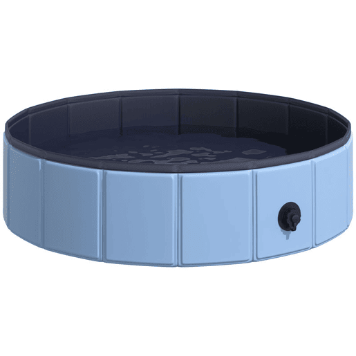 PawHut Piscina Dobrável para Cães Gatos Banheira Portátil para Animais de Estimação PVC Antiderrapante Múltiplo Uso para Interior e Exterior Ø80x20 cm Azul