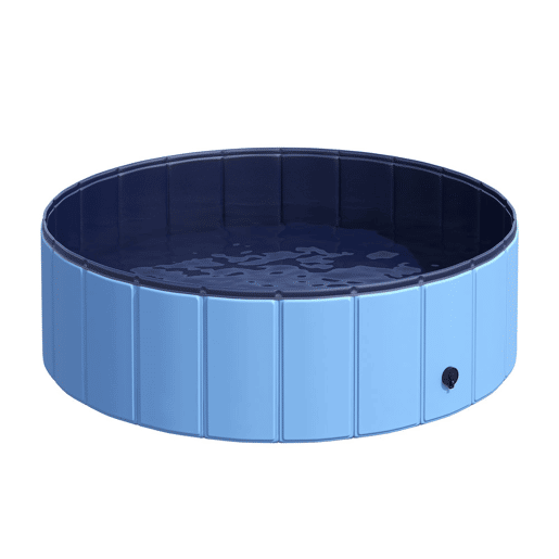 PawHut Piscina Dobrável para Cães Banheira para Animais de Estimação PVC Gatos Antiderrapante Resistente ao Desgaste Adequada para Interior e Exterior Ø100x30cm Azul
