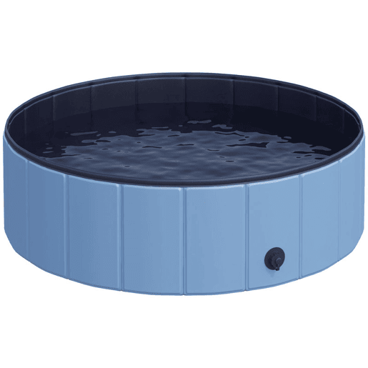 PawHut Piscina Dobrável para Cães Banheira para Animais de Estimação PVC Gatos Antiderrapante Resistente ao Desgaste Adequada para Interior e Exterior Ø100x30cm Azul