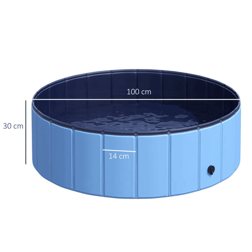 PawHut Piscina Dobrável para Cães Banheira para Animais de Estimação PVC Gatos Antiderrapante Resistente ao Desgaste Adequada para Interior e Exterior Ø100x30cm Azul