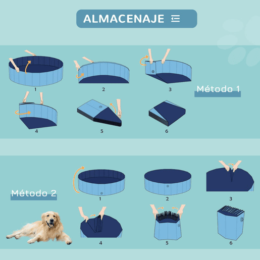 PawHut Piscina Dobrável para Cães Banheira para Animais de Estimação PVC Gatos Antiderrapante Resistente ao Desgaste Adequada para Interior e Exterior Ø100x30cm Azul