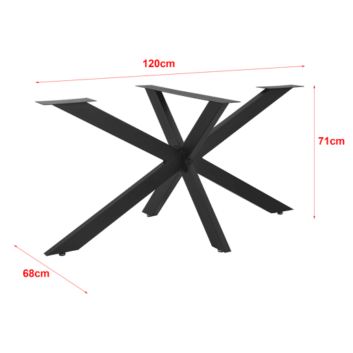 Perna de mesa em forma de estrela Oberau em aço e ferro 120 x 68 x 71 cm - Preto mate en.casa