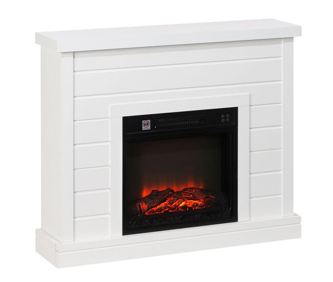Homcom chimenea eléctrica, chimenea decorativa con efecto de llama, calefacción 1800 w, control remoto, temporizador semanal, protección contra