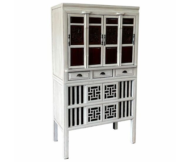 Armario alexandra house living blanco madera madera de olmo 48 x 173 x 97 cm