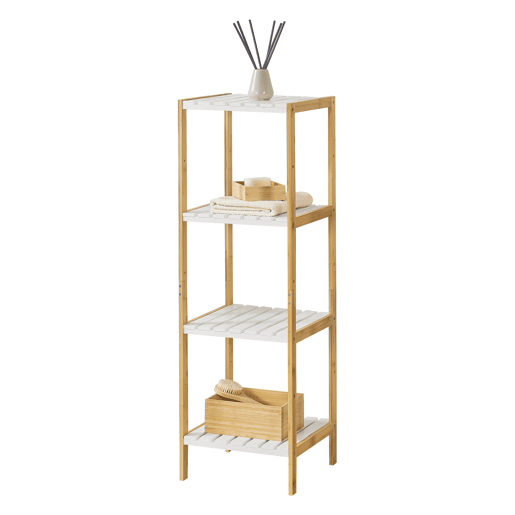 Prateleira de bambu Balsfjord de 4 níveis NaturalBranco en.casa