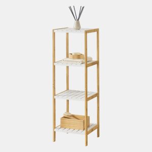 Prateleira de bambu Balsfjord de 4 níveis NaturalBranco en.casa