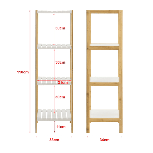 Prateleira de bambu Balsfjord de 4 níveis NaturalBranco en.casa