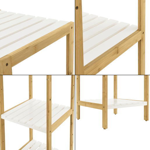 Prateleira de bambu Balsfjord de 4 níveis NaturalBranco en.casa