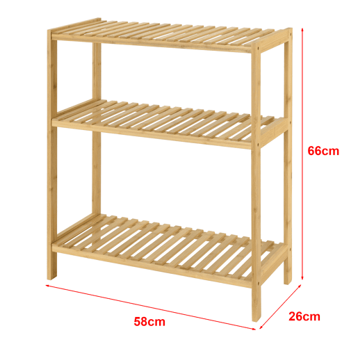 Prateleira de bambu Nyköping 3 níveis 58 x 26 x 66 cm - Efeito de madeira en.casa