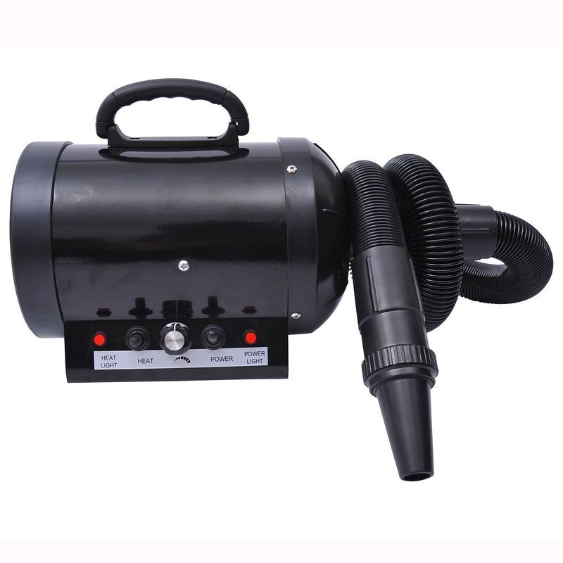 Pawhut secador de pelo para perros 2800w secador para mascotas con temperatura y velocidad del viento ajustable 3 boquillas tubo flexible 2,1 m y asa