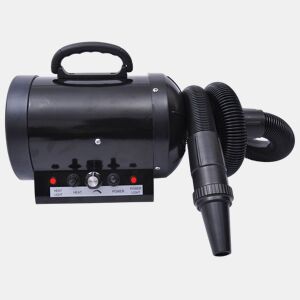PawHut Secado de Pelo para Cães 2800W Secador de Pelo para Animais de Estimação com Temperatura e Velocidade Ajustável 3 Bicos Tubo Flexível 2,5m e Alça de Transporte 40x16x20cm Preto