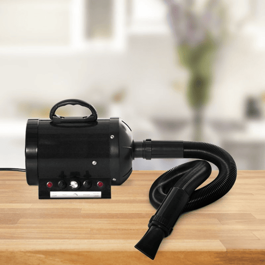 PawHut Secado de Pelo para Cães 2800W Secador de Pelo para Animais de Estimação com Temperatura e Velocidade Ajustável 3 Bicos Tubo Flexível 2,5m e Alça de Transporte 40x16x20cm Preto
