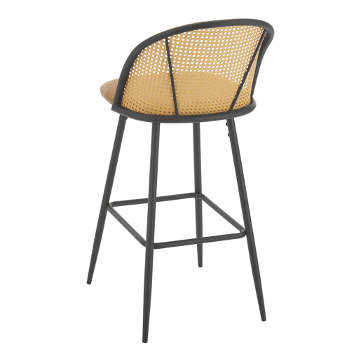 Conjunto de 2 bancos de bar Gausdal leatherette  metal  rattan 102 x 44 x 63 cm - Castanho e preto en.casa