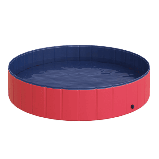 PawHut Banheira dobrável para cães piscina para animais de estimação Gatos PVC antiderrapante, resistente ao desgaste, adequada para interiores e exteriores Ø140x30cm Vermelho