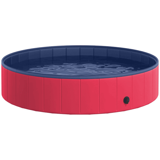 PawHut Banheira dobrável para cães piscina para animais de estimação Gatos PVC antiderrapante, resistente ao desgaste, adequada para interiores e exteriores Ø140x30cm Vermelho