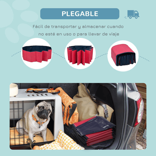 PawHut Banheira dobrável para cães piscina para animais de estimação Gatos PVC antiderrapante, resistente ao desgaste, adequada para interiores e exteriores Ø140x30cm Vermelho