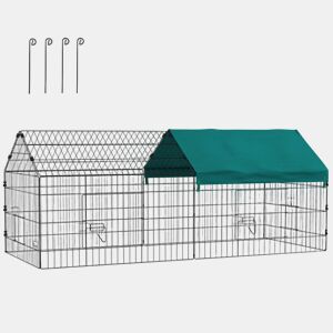 PawHut Gaiola para Animais Pequenos Gaiola para Roedores de Aço com Porta e Toldo para Coelhos Chinchilas Galinhas 185x75x75 cm Verde