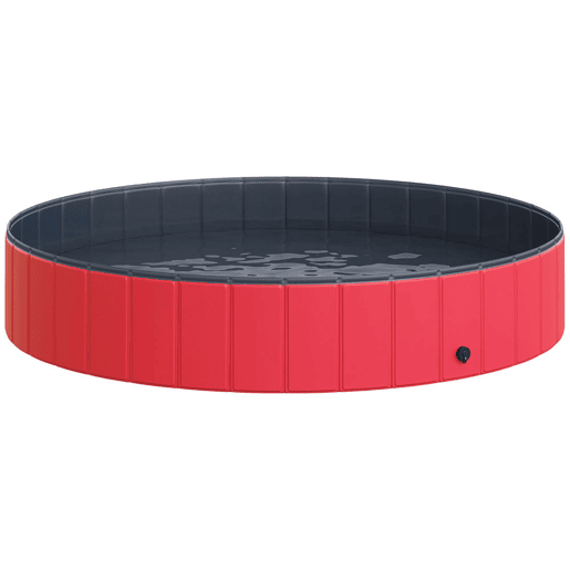 PawHut Piscina Dobrável para Cães Gatos Banheira Portátil para Animais de Estimação PVC Antiderrapante Múltiplo Uso para Interior e Exterior Ø160x30 cm Vermelho