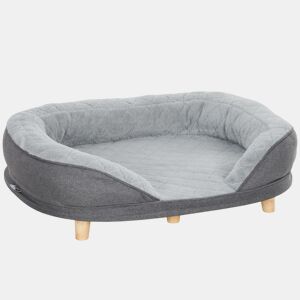 PawHut Sofá para Cães Médios e Grandes Sofá para Animais de Estimação com Pate Superior Amovível Capa Lavável e Pés de Madeira Carga 25 kg 90x78x25 cm Cinza