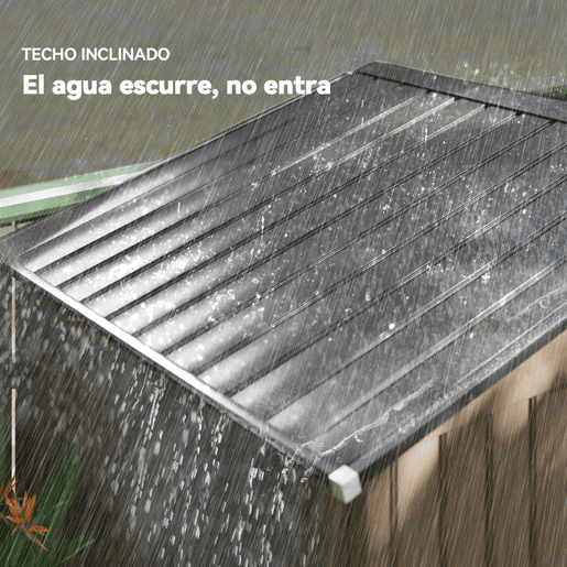Outsunny Abrigo de Jardim 213x130x185 cm Abrigo de Jardim Metálico de Exterior para Armazenamento de Ferramentas com 2 Portas Deslizantes e 4 Janelas para Terraço Marrom