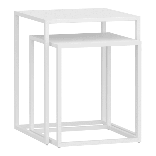 Conjunto de 2 mesas de apoio Vejen em aço 49x40x40 cm - Branco mate en.casa