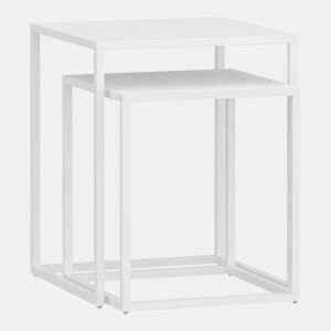 Conjunto de 2 mesas de apoio Vejen em aço 49x40x40 cm - Branco mate en.casa