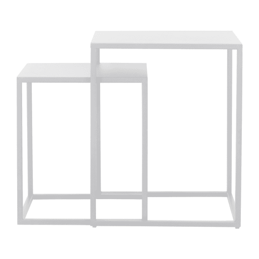 Conjunto de 2 mesas de apoio Vejen em aço 49x40x40 cm - Branco mate en.casa