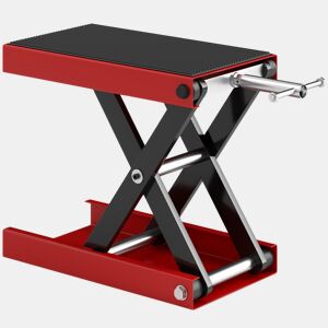 DURHAND Plataforma de Elevação Tipo Tesoura com Altura Ajustável Carga 500kg 41,5x23,5x10-37cm Preto e Vermelho