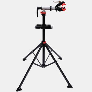 HOMCOM Suporte para Reparação de Bicicleta com Suporte para Ferramentas Altura Ajustável e Giratório 100x100x109 cm Preto